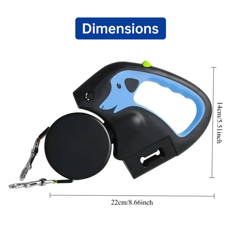 Dual  Double Dog Leash, 360° Retractable Roulette-Free Shipping - aurelia-clothing-8955