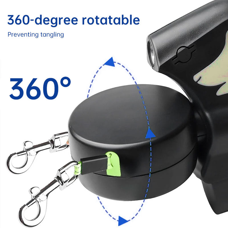 Dual  Double Dog Leash, 360° Retractable Roulette-Free Shipping - aurelia-clothing-8955