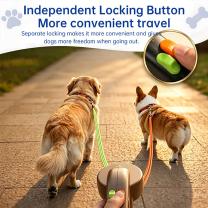 Dual  Double Dog Leash, 360° Retractable Roulette-Free Shipping - aurelia-clothing-8955