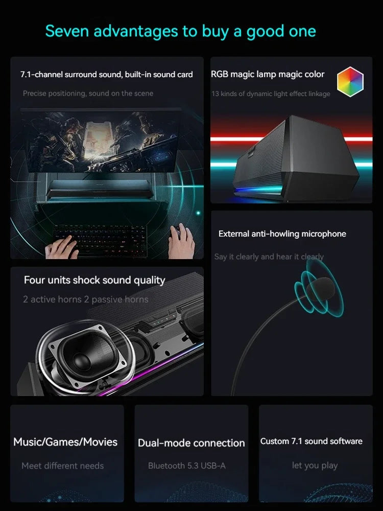 Edifier G1500bar Gaming Loudspeaker Box Desktop Home Laptop Wired Bluetooth Music Movie Games Three Sound Modes Loudspeaker Box - Free Shipping - aurelia-clothing-8955