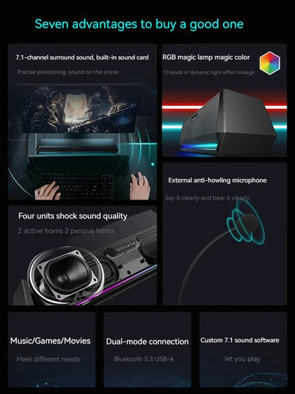 Edifier G1500bar Gaming Loudspeaker Box Desktop Home Laptop Wired Bluetooth Music Movie Games Three Sound Modes Loudspeaker Box - Free Shipping - aurelia-clothing-8955