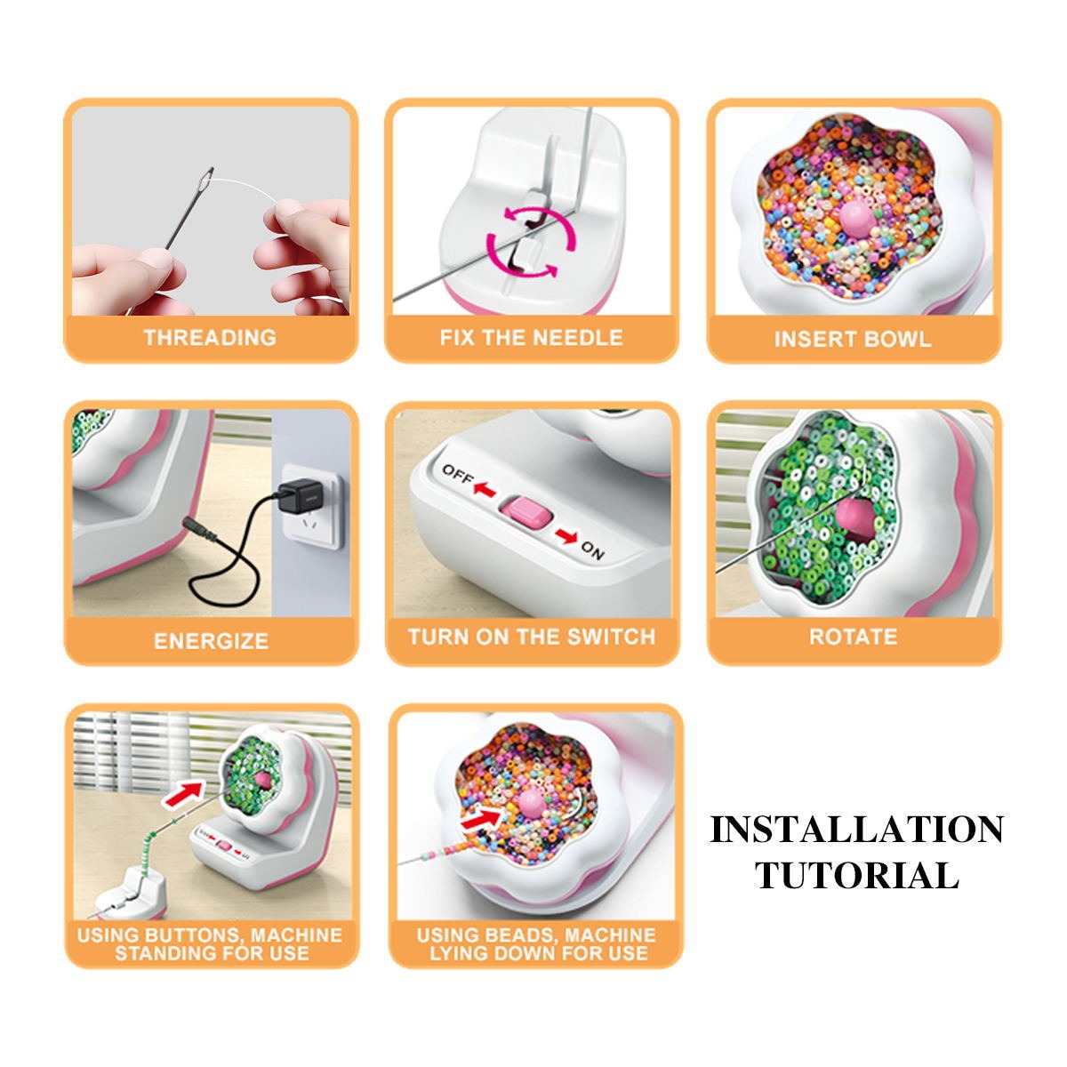 Electric automatic beading machine beading bowl DIY manual beading machine soft ceramic rice bead beading tool beading tool - Free Shipping - aurelia-clothing-8955