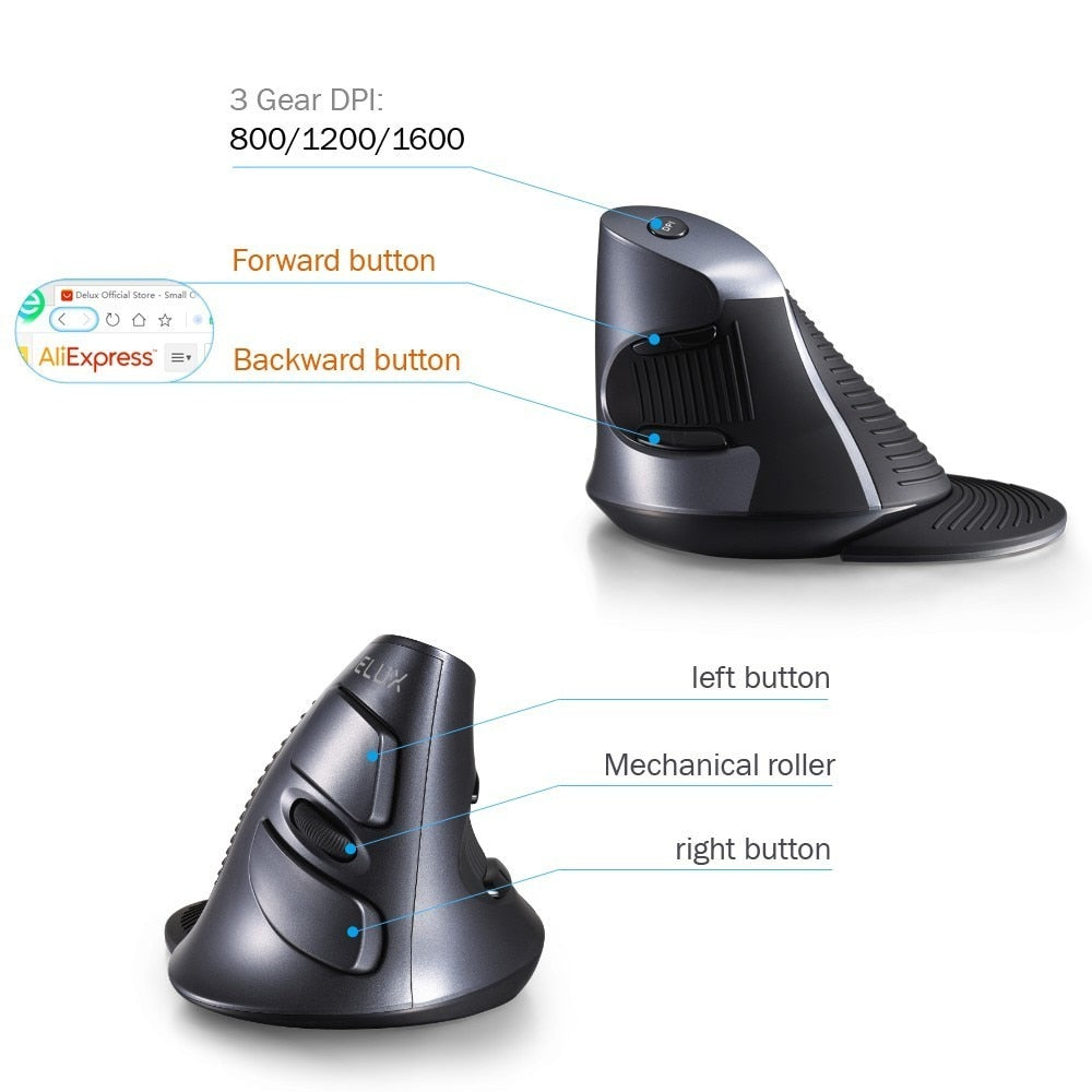 Ergonomic Vertical Wireless Mouse-Free Shipping - aurelia-clothing-8955