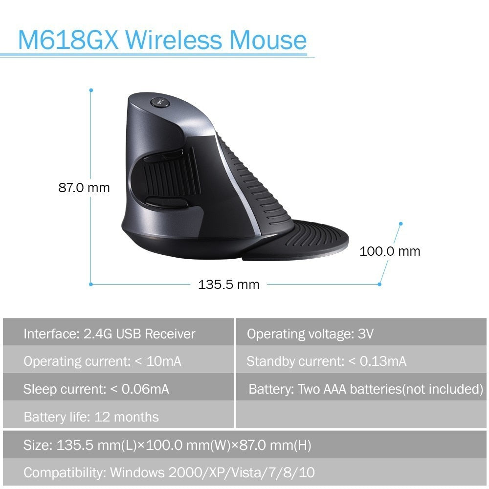 Ergonomic Vertical Wireless Mouse-Free Shipping - aurelia-clothing-8955