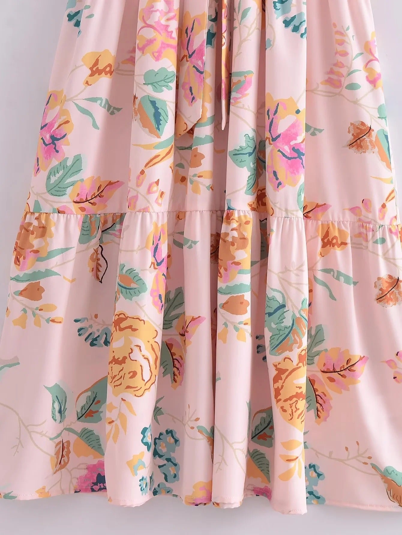 European and American New Fashion Sexy Sleeveless Hanging Neck Print Waist Pulling Dress Womens Long Dress - Free Shipping - aurelia-clothing-8955