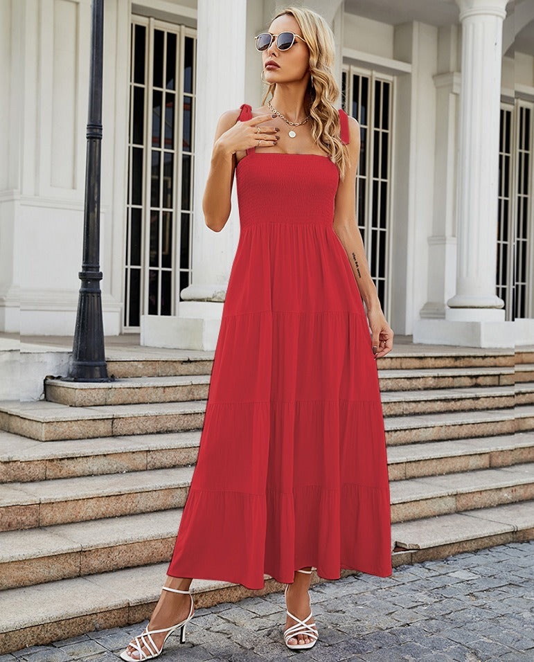 European and American Suspender Dress, Womens Clothing, Spring and Summer New Casual Dress, Printed High Waisted Skirt - Free Shipping - aurelia-clothing-8955