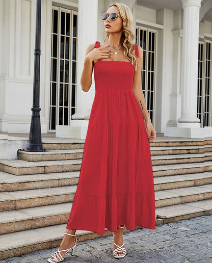 European and American Suspender Dress, Womens Clothing, Spring and Summer New Casual Dress, Printed High Waisted Skirt - Free Shipping - aurelia-clothing-8955