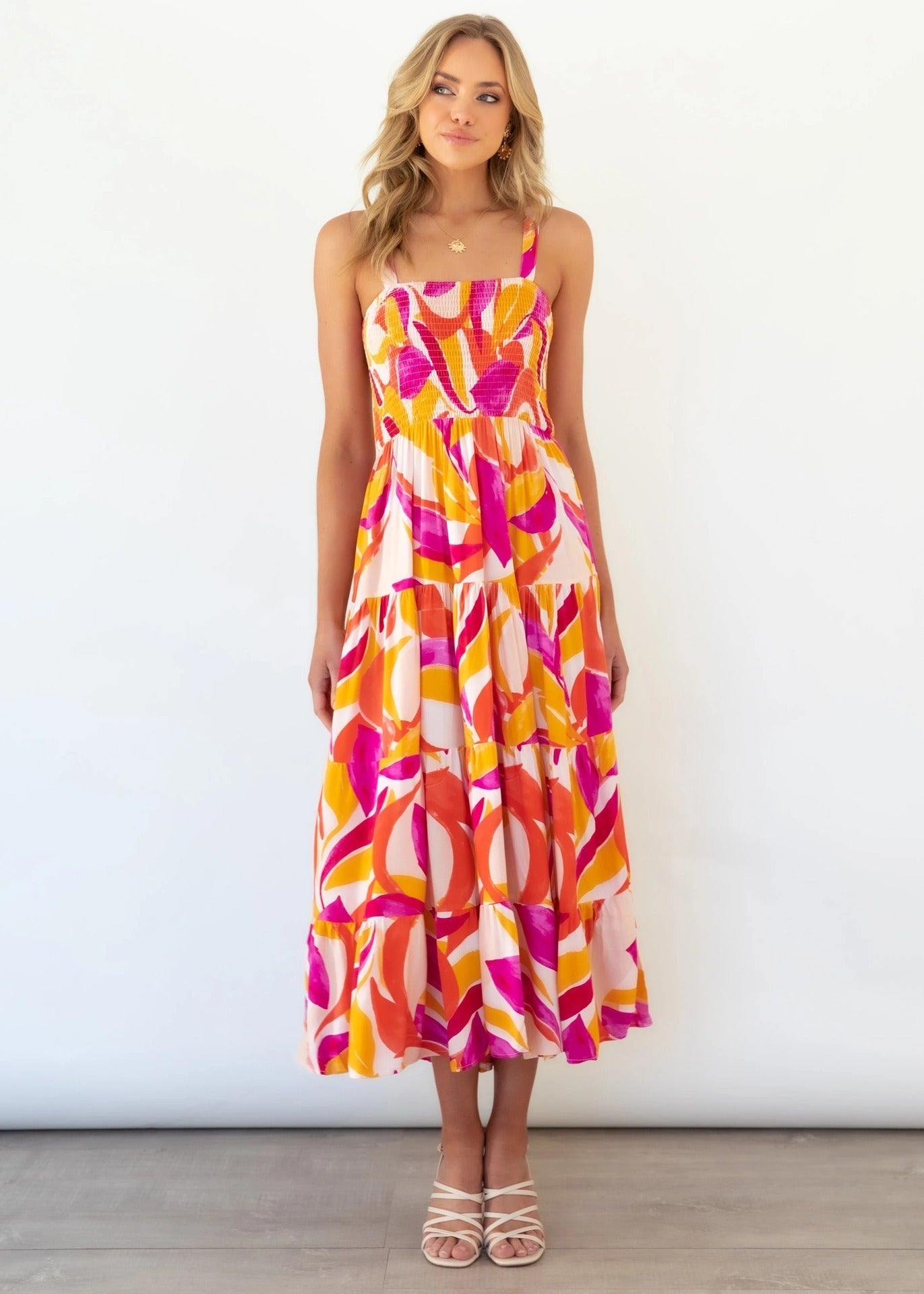 European and American Suspender Dress, Womens Clothing, Spring and Summer New Casual Dress, Printed High Waisted Skirt - Free Shipping - aurelia-clothing-8955