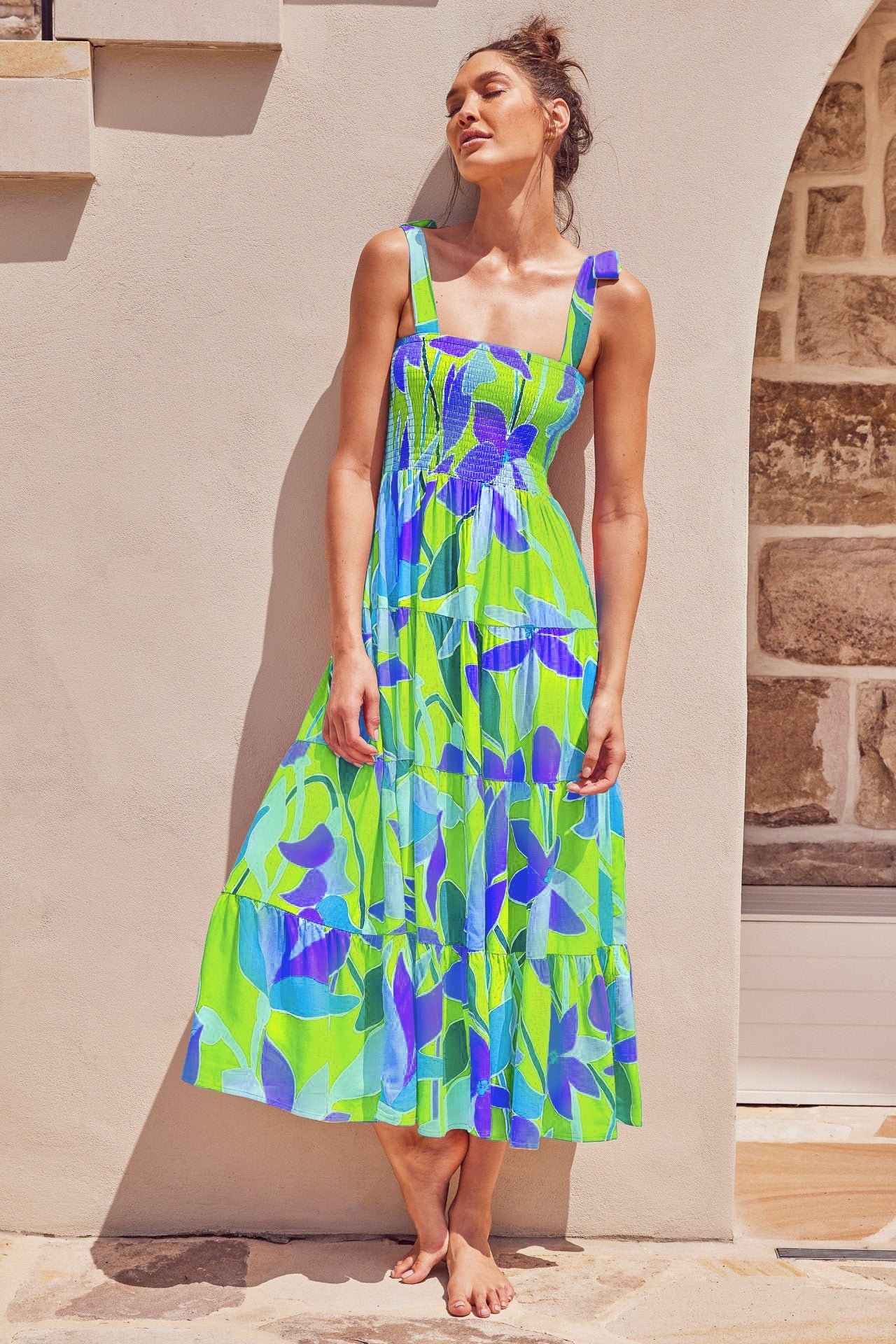 European and American Suspender Dress, Womens Clothing, Spring and Summer New Casual Dress, Printed High Waisted Skirt - Free Shipping - aurelia-clothing-8955