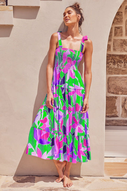 European and American Suspender Dress, Womens Clothing, Spring and Summer New Casual Dress, Printed High Waisted Skirt - Free Shipping - aurelia-clothing-8955