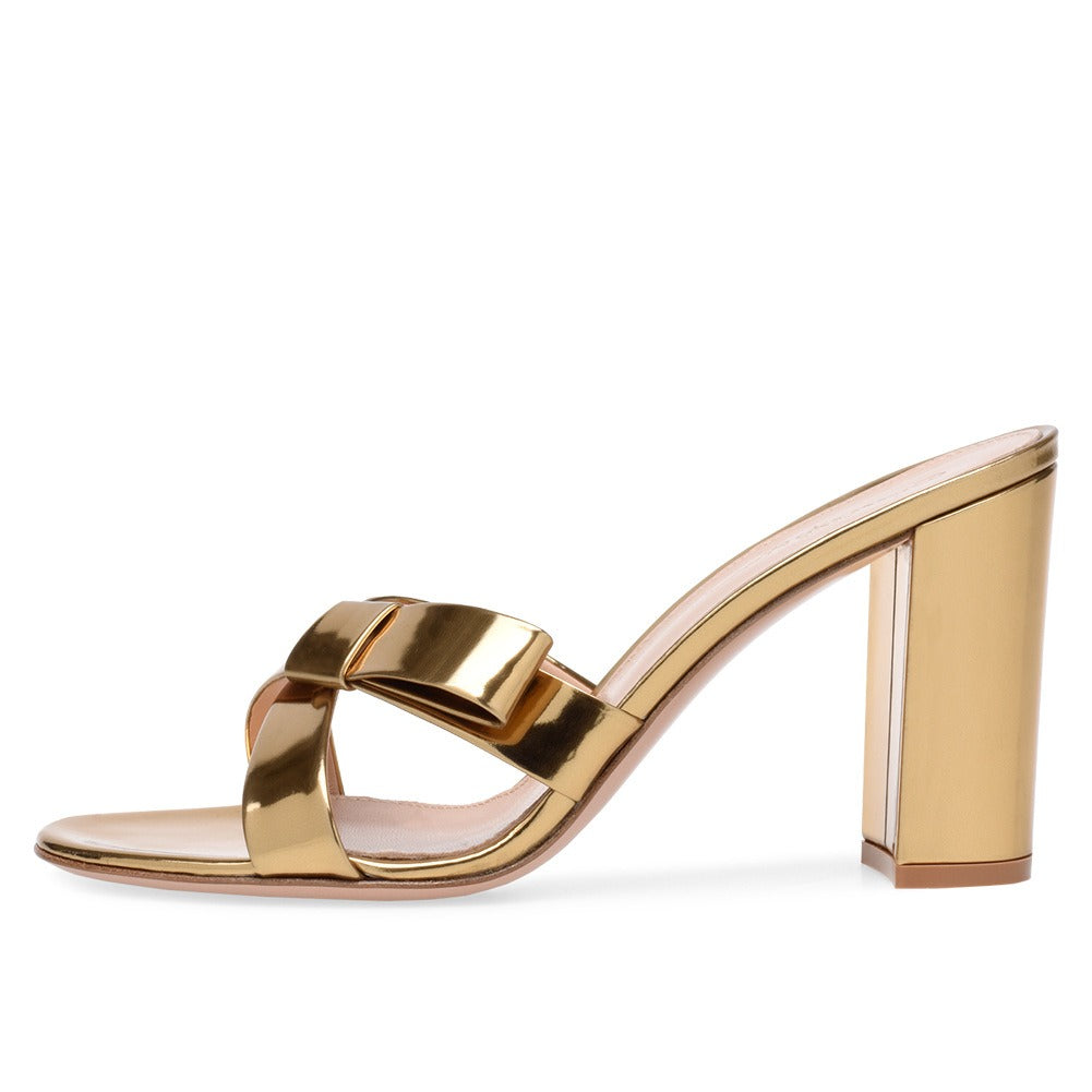 European and American Womens Gold Thick High Heels Sandals, Slippers, Muller Shoes, Chengdu Fashion Womens Shoes - Free Shipping - aurelia-clothing-8955
