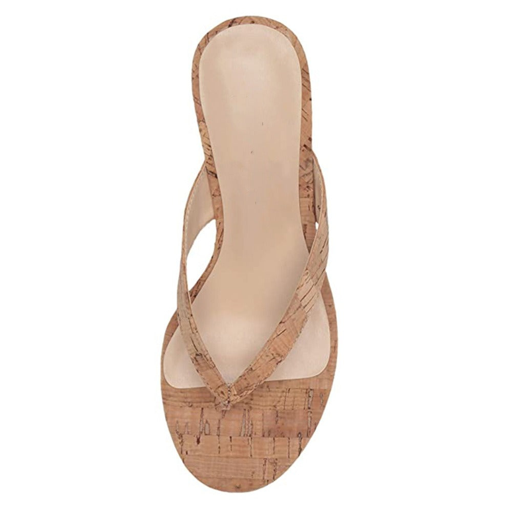 European and American Womens Oversized Wedged Sloping Heel Sandals With Wooden Grain Wrap Heels And Round Toe High Heels- Free Shipping - aurelia-clothing-8955