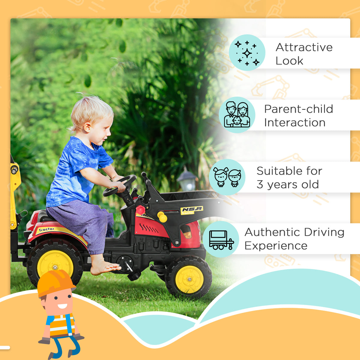ExcavatorBulldozer, Pedal Car-Free Shipping - aurelia-clothing-8955