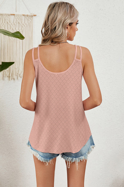 Eyelet V-Neck Double Spaghetti Straps Cami - aurelia-clothing-8955