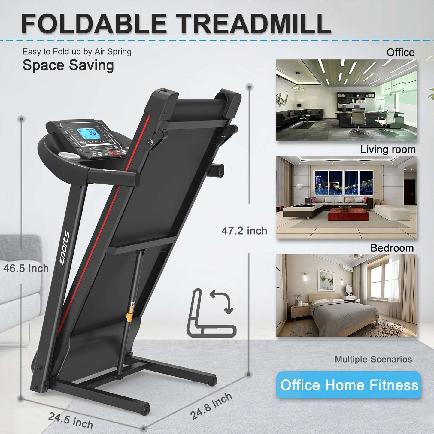 Fitshow App Home Foldable Treadmill with Incline, Folding Treadmill for Home Workout - Free Shipping - aurelia-clothing-8955