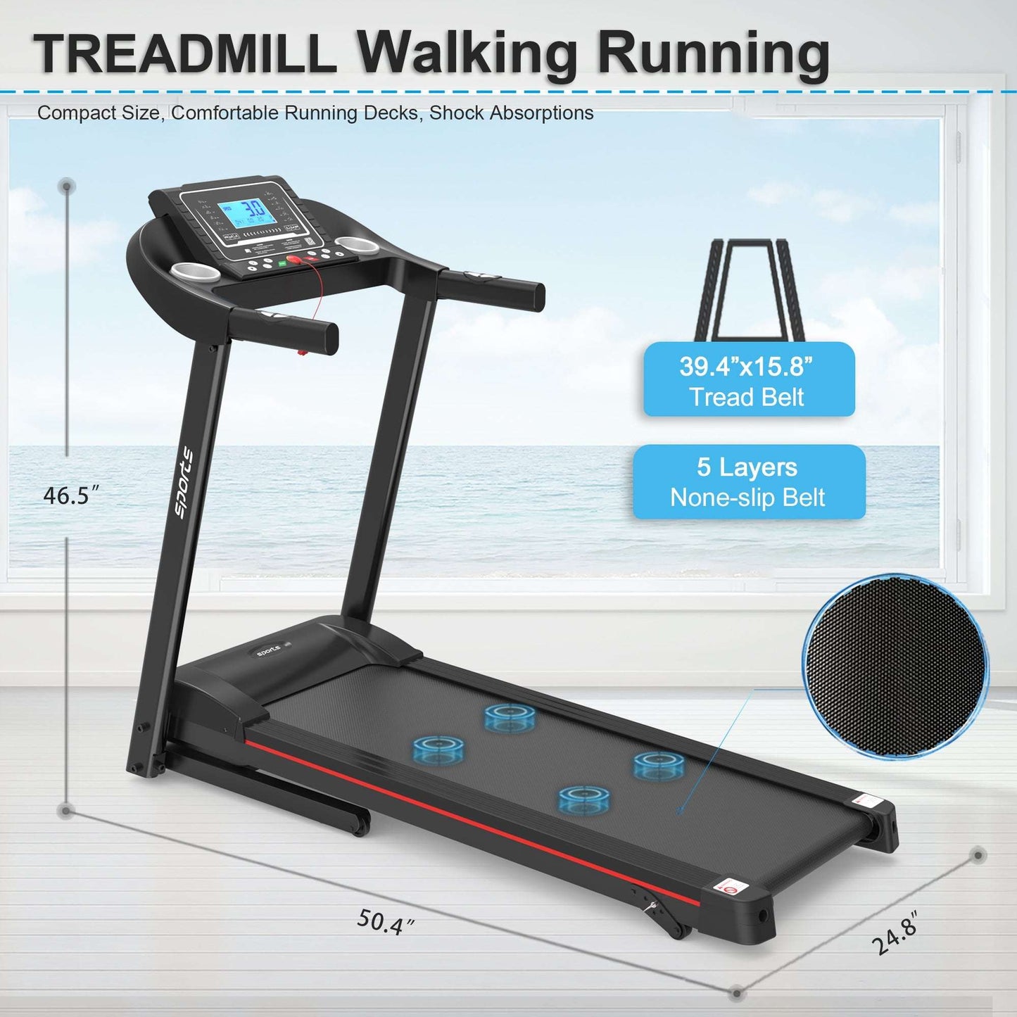 Fitshow App Home Foldable Treadmill with Incline, Folding Treadmill for Home Workout - Free Shipping - aurelia-clothing-8955