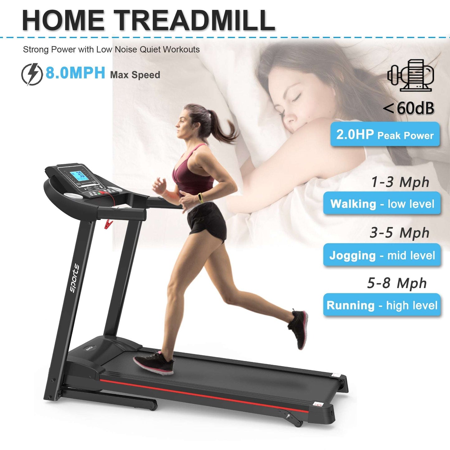 Fitshow App Home Foldable Treadmill with Incline, Folding Treadmill for Home Workout - Free Shipping - aurelia-clothing-8955