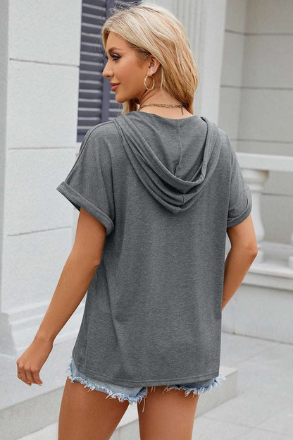 Florira Hooded Short Sleeve T-Shirt - aurelia-clothing-8955