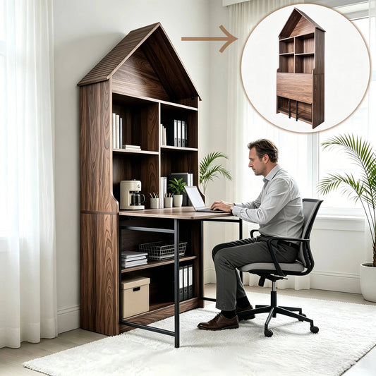 Folding Craft Desk with Storage Shelves-Free Shipping - aurelia-clothing-8955