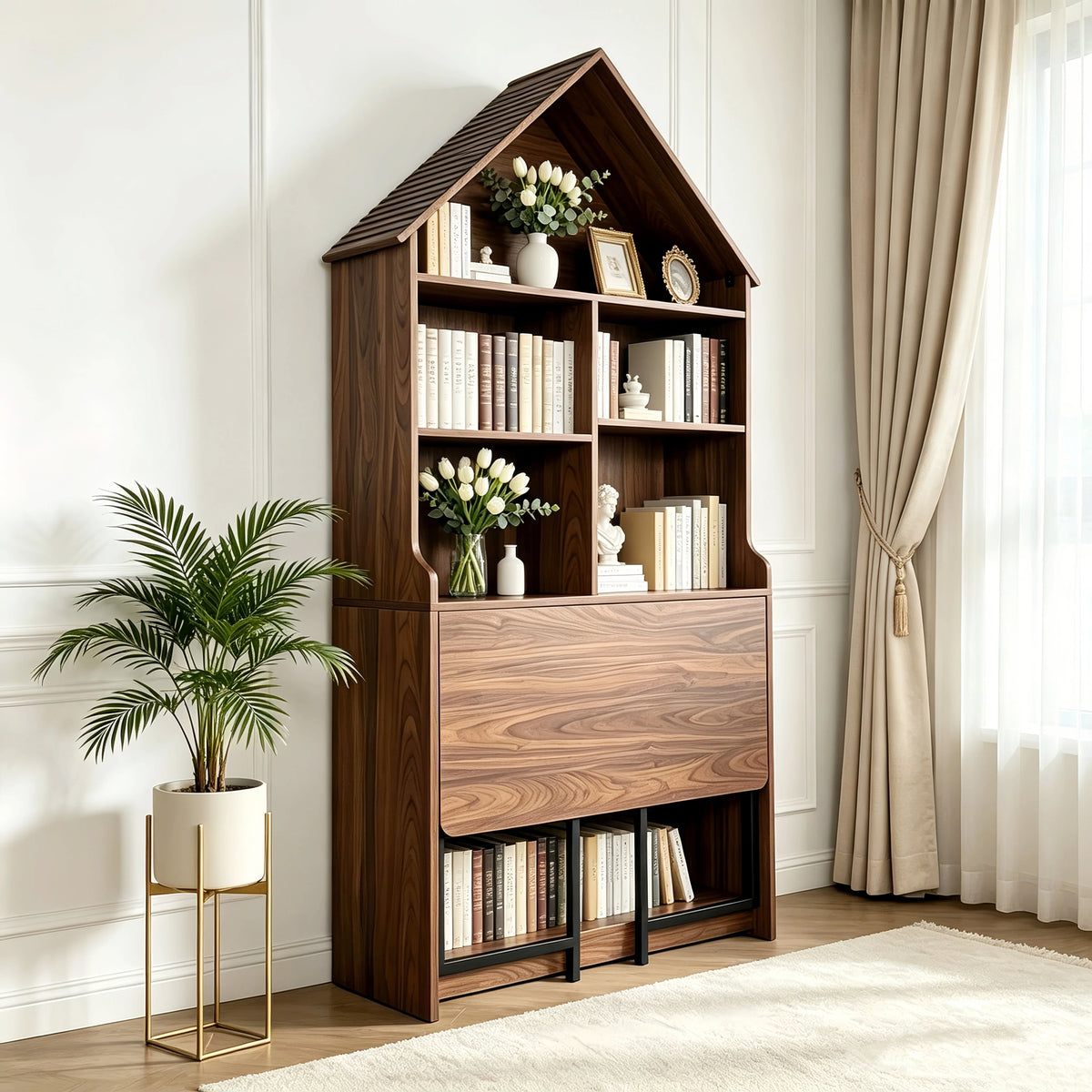 Folding Craft Desk with Storage Shelves-Free Shipping - aurelia-clothing-8955