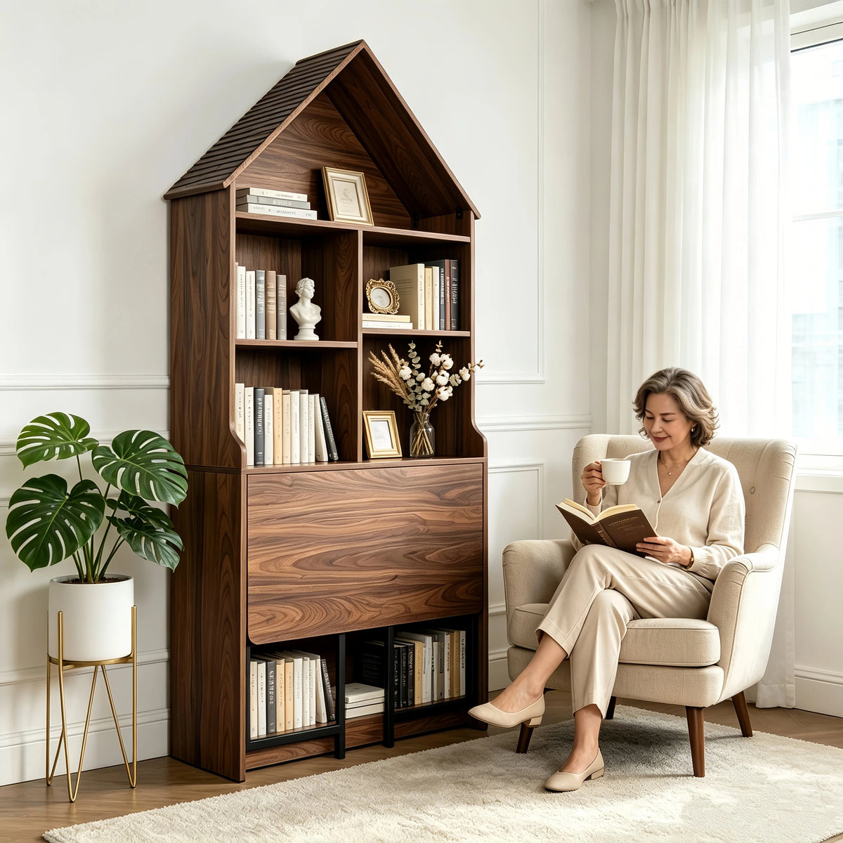 Folding Craft Desk with Storage Shelves-Free Shipping - aurelia-clothing-8955