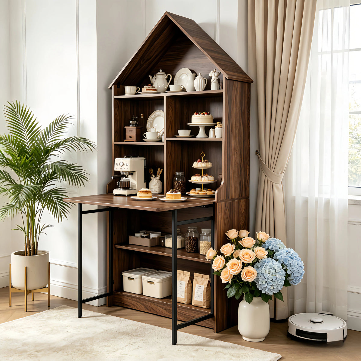 Folding Craft Desk with Storage Shelves-Free Shipping - aurelia-clothing-8955
