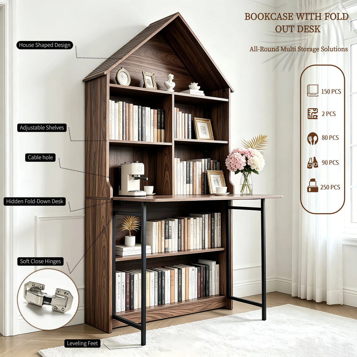 Folding Craft Desk with Storage Shelves-Free Shipping - aurelia-clothing-8955
