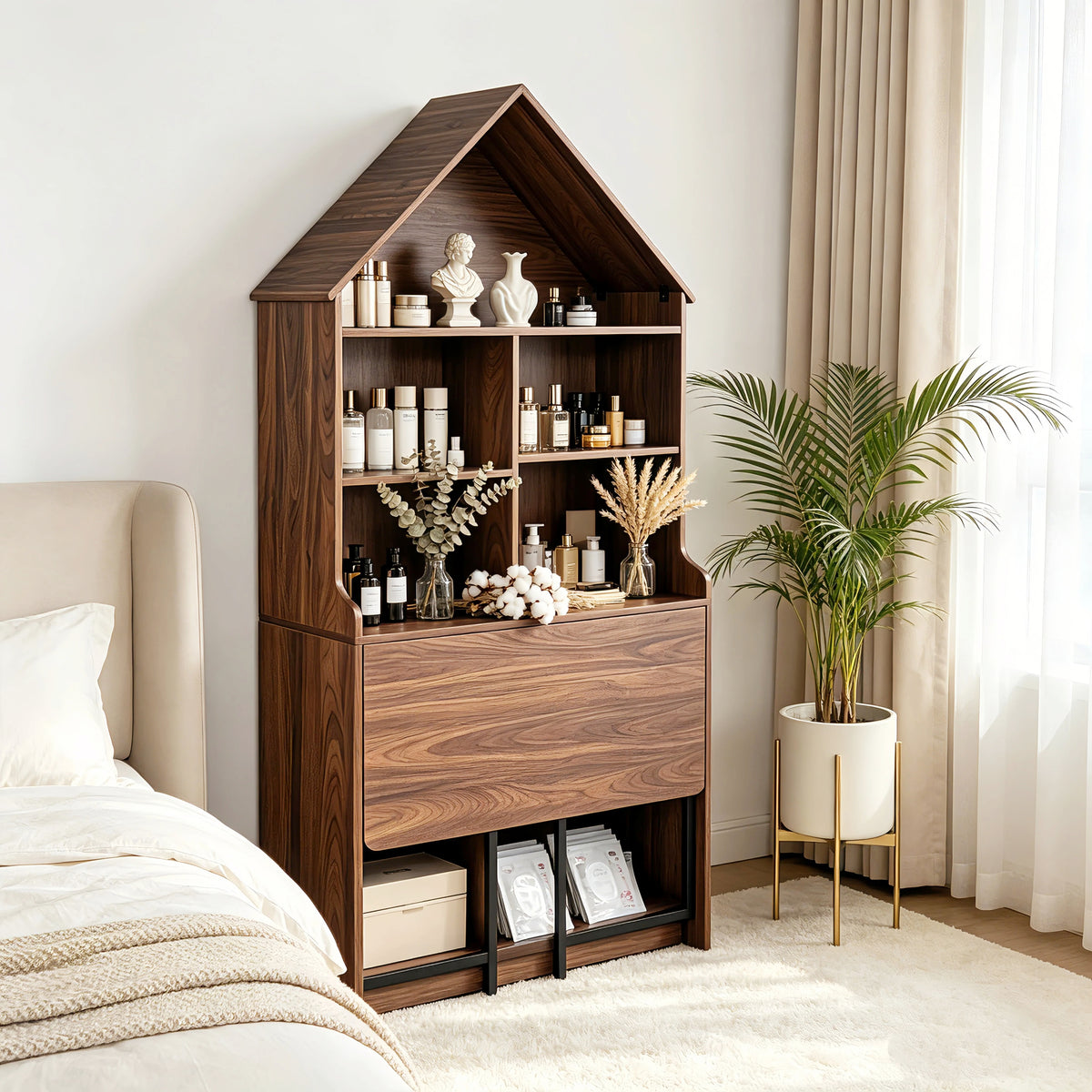 Folding Craft Desk with Storage Shelves-Free Shipping - aurelia-clothing-8955