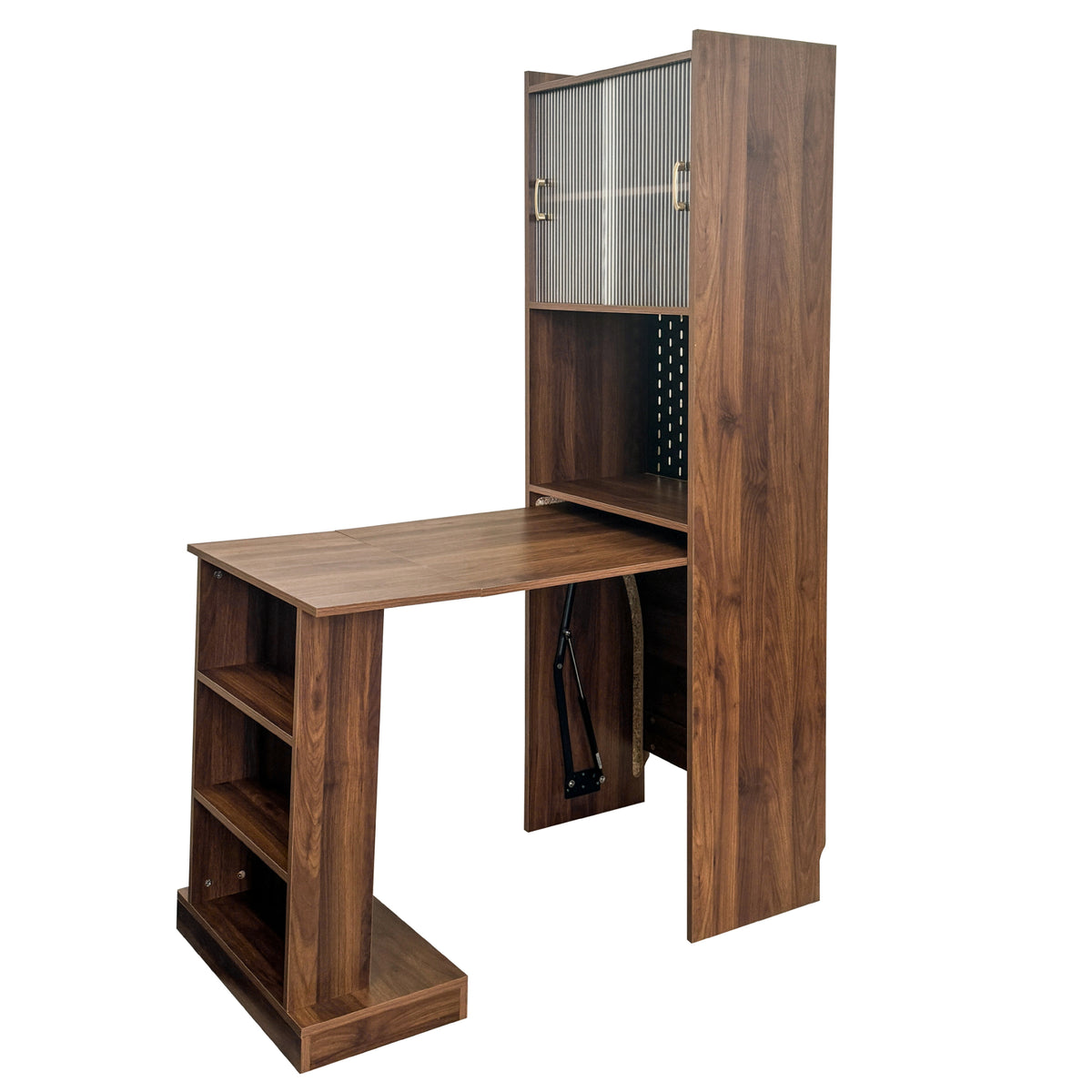 Folding Desk with Storage in Walnut Finish-Free Shipping - aurelia-clothing-8955