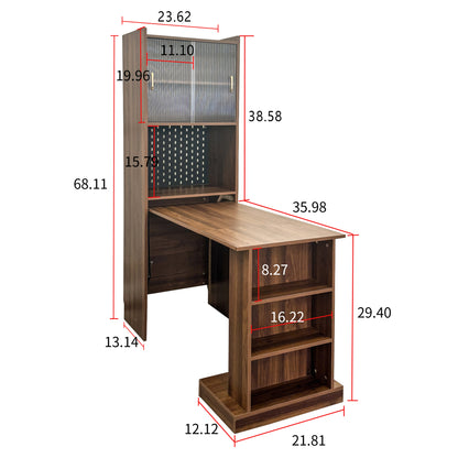 Folding Desk with Storage in Walnut Finish-Free Shipping - aurelia-clothing-8955
