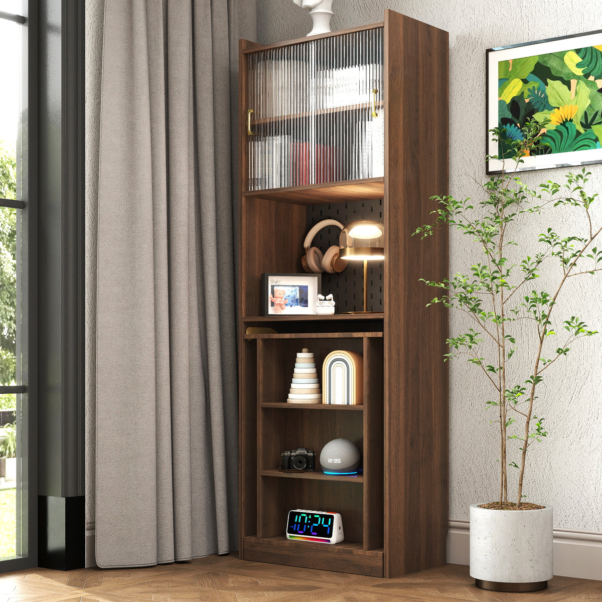 Folding Desk with Storage in Walnut Finish-Free Shipping - aurelia-clothing-8955