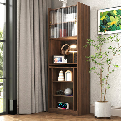 Folding Desk with Storage in Walnut Finish-Free Shipping - aurelia-clothing-8955