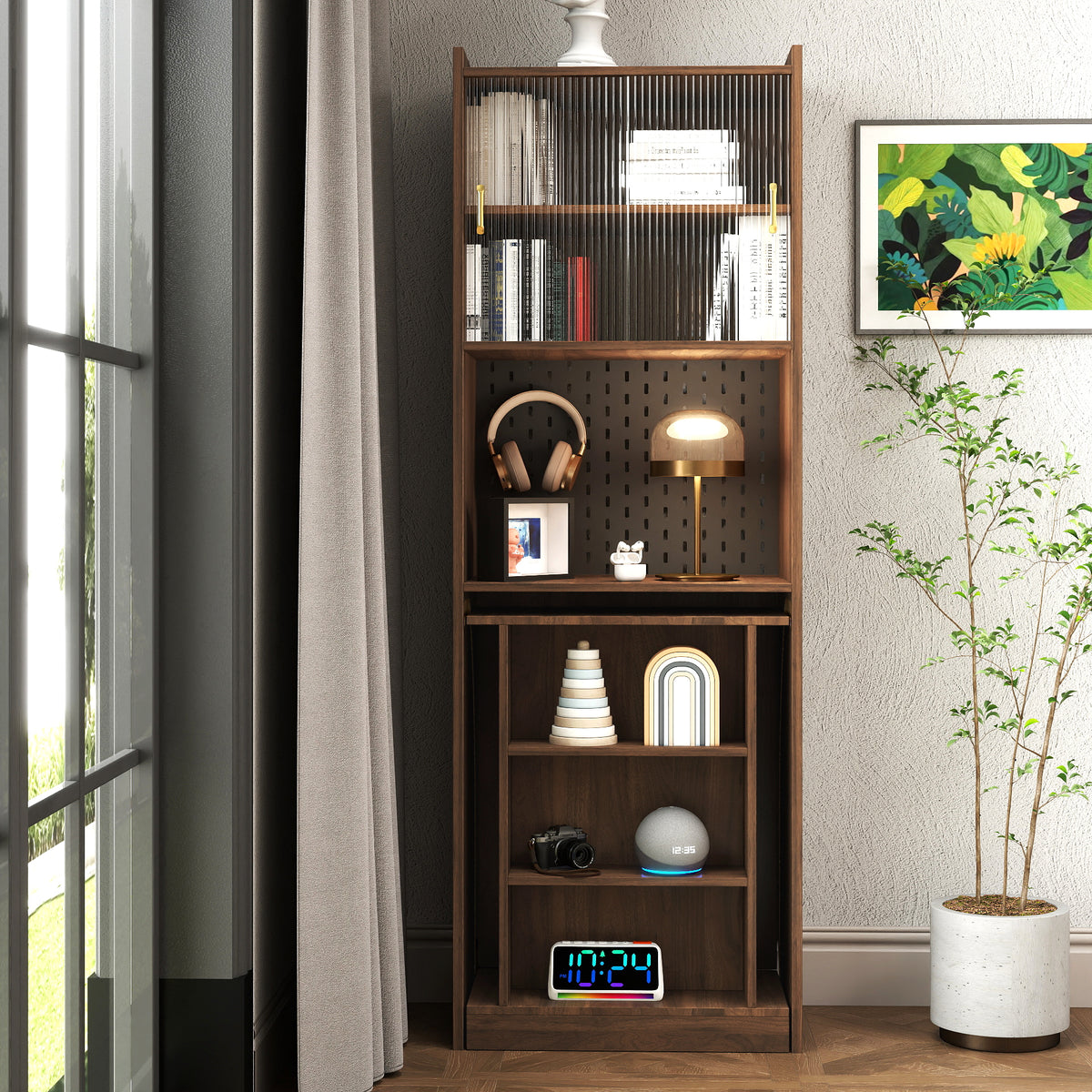 Folding Desk with Storage in Walnut Finish-Free Shipping - aurelia-clothing-8955