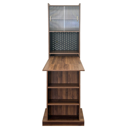 Folding Desk with Storage in Walnut Finish-Free Shipping - aurelia-clothing-8955
