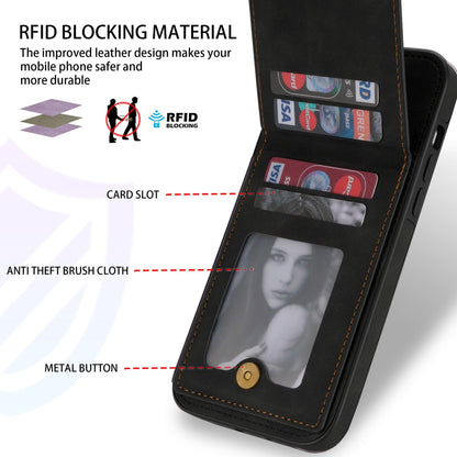 For iPhone 14ProMax Card Holder Phone Leather Case Samsung S23Ultra Photo Frame Magnetic Buckle Protective Case - Free Shipping - aurelia-clothing-8955