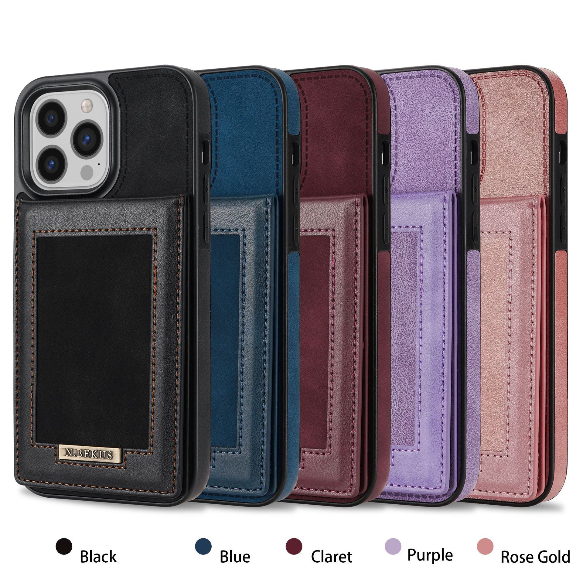 For iPhone 14ProMax Card Holder Phone Leather Case Samsung S23Ultra Photo Frame Magnetic Buckle Protective Case - Free Shipping - aurelia-clothing-8955