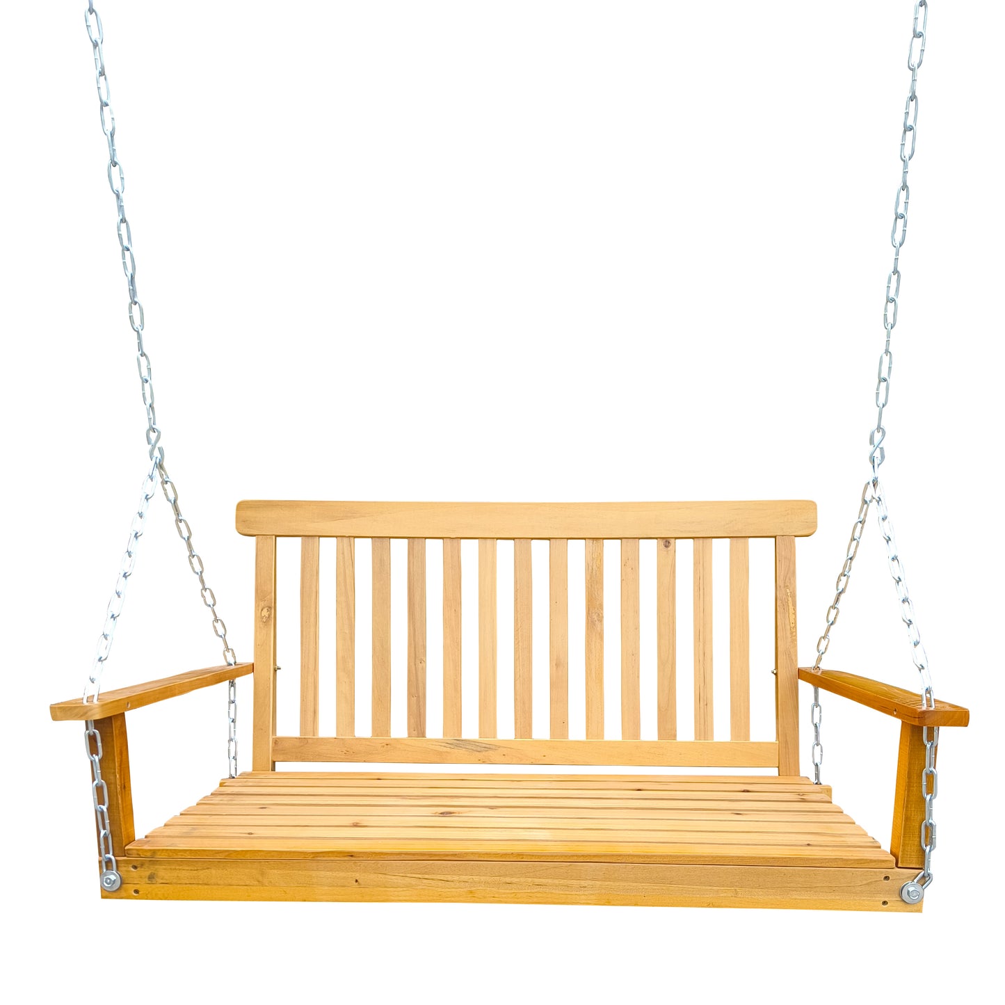 Front Porch Swing with Armrests, Wood Bench Swing with Hanging Chains,for Outdoor Patio ,Garden Yard, porch, backyard - Free Shipping - aurelia-clothing-8955