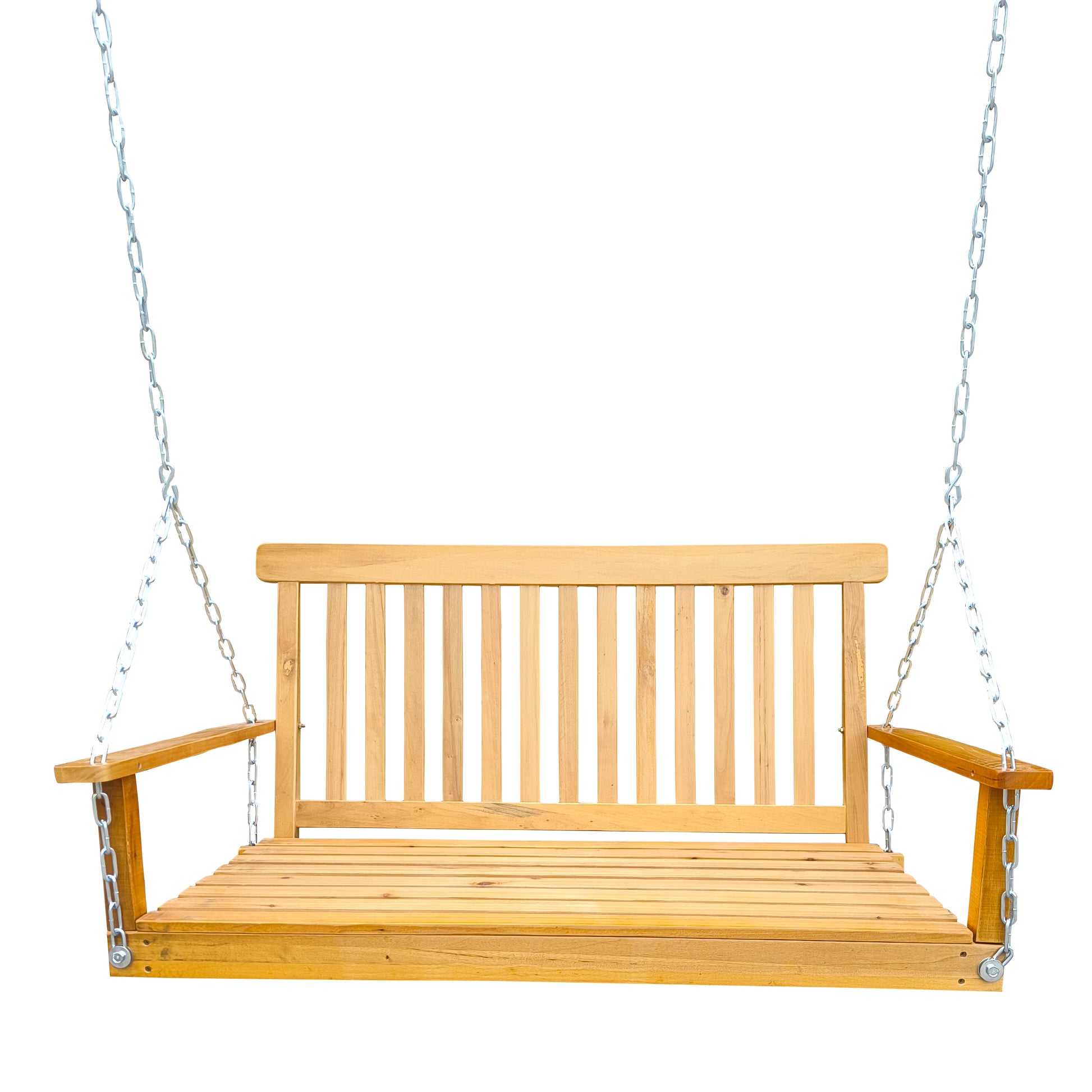 Front Porch Swing with Armrests, Wood Bench Swing with Hanging Chains,for Outdoor Patio ,Garden Yard, porch, backyard - Free Shipping - aurelia-clothing-8955