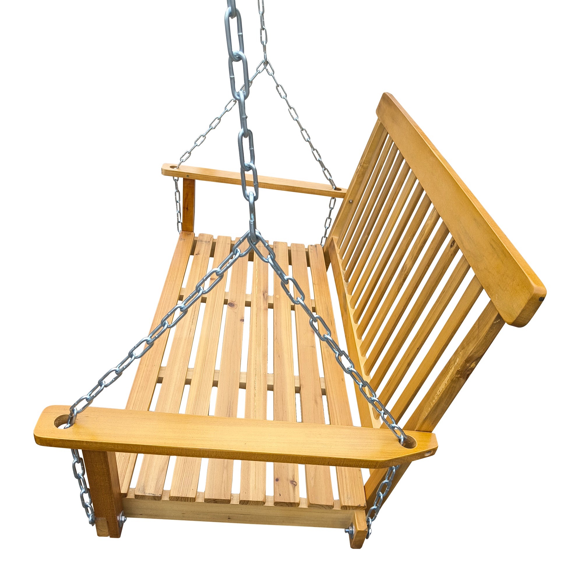 Front Porch Swing with Armrests, Wood Bench Swing with Hanging Chains,for Outdoor Patio ,Garden Yard, porch, backyard - Free Shipping - aurelia-clothing-8955