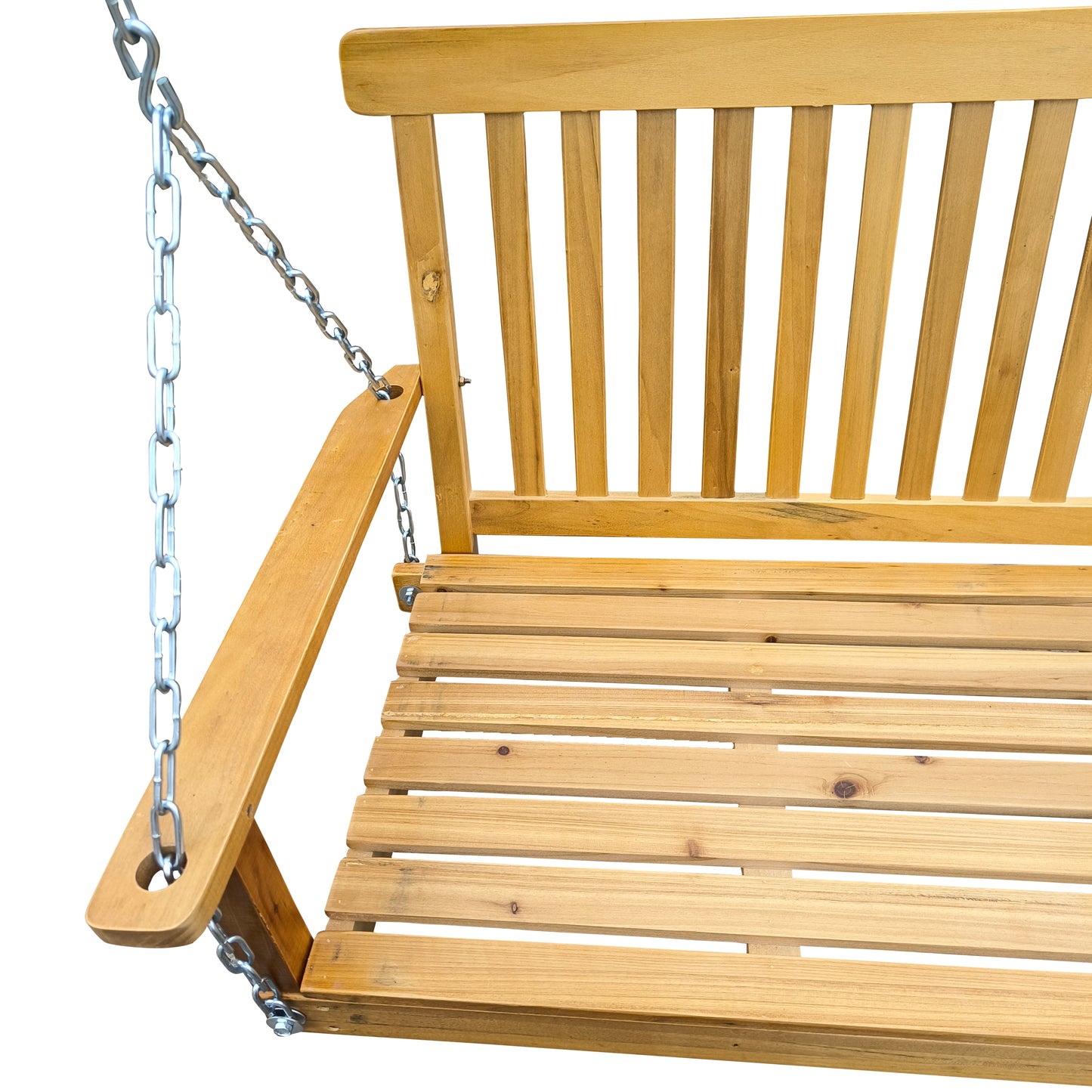 Front Porch Swing with Armrests, Wood Bench Swing with Hanging Chains,for Outdoor Patio ,Garden Yard, porch, backyard - Free Shipping - aurelia-clothing-8955