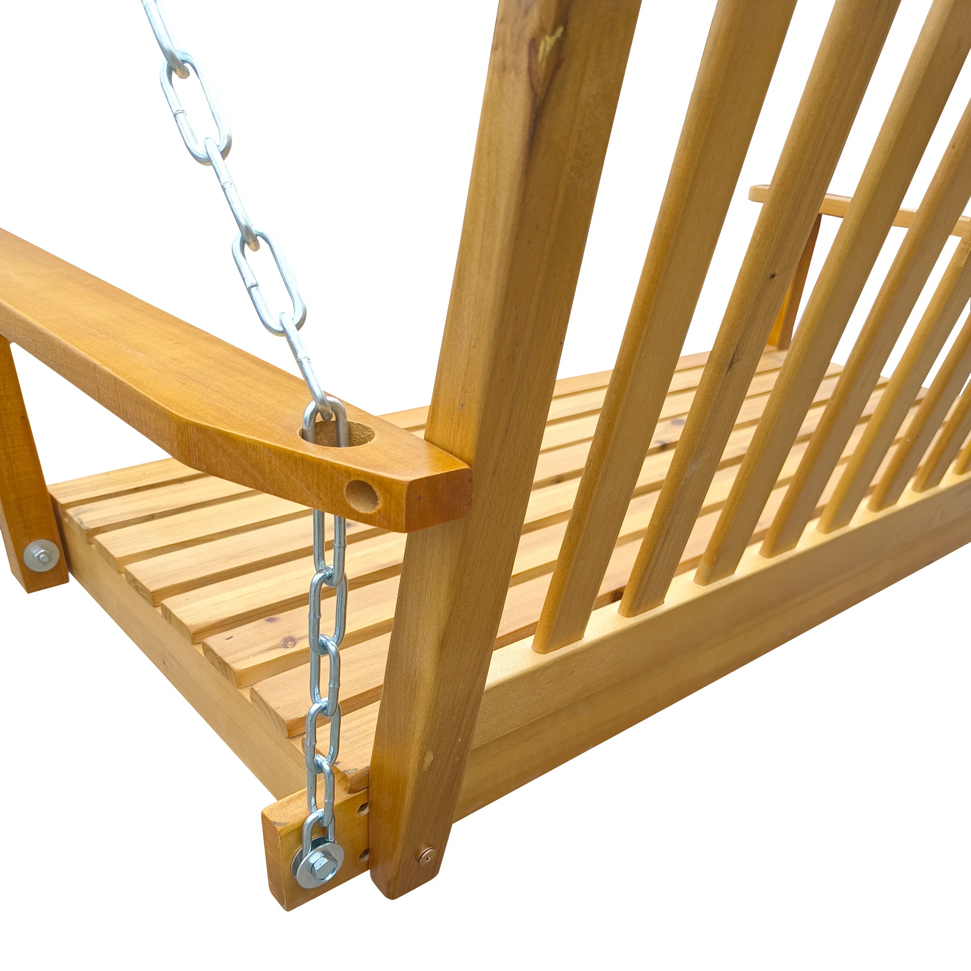 Front Porch Swing with Armrests, Wood Bench Swing with Hanging Chains,for Outdoor Patio ,Garden Yard, porch, backyard - Free Shipping - aurelia-clothing-8955
