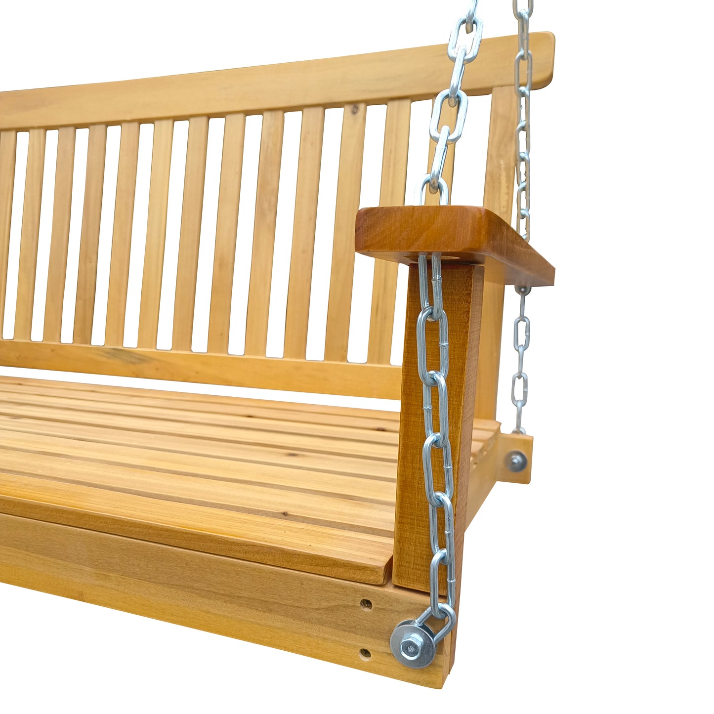 Front Porch Swing with Armrests, Wood Bench Swing with Hanging Chains,for Outdoor Patio ,Garden Yard, porch, backyard - Free Shipping - aurelia-clothing-8955