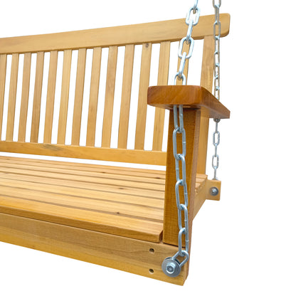 Front Porch Swing with Armrests, Wood Bench Swing with Hanging Chains,for Outdoor Patio ,Garden Yard, porch, backyard - Free Shipping - aurelia-clothing-8955