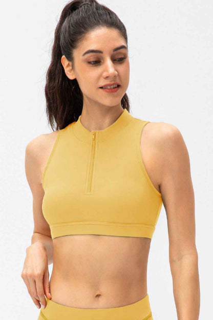 Full Size Cropped Cutout Back Zipper Front Active Tank Top - Free Shipping - aurelia-clothing-8955