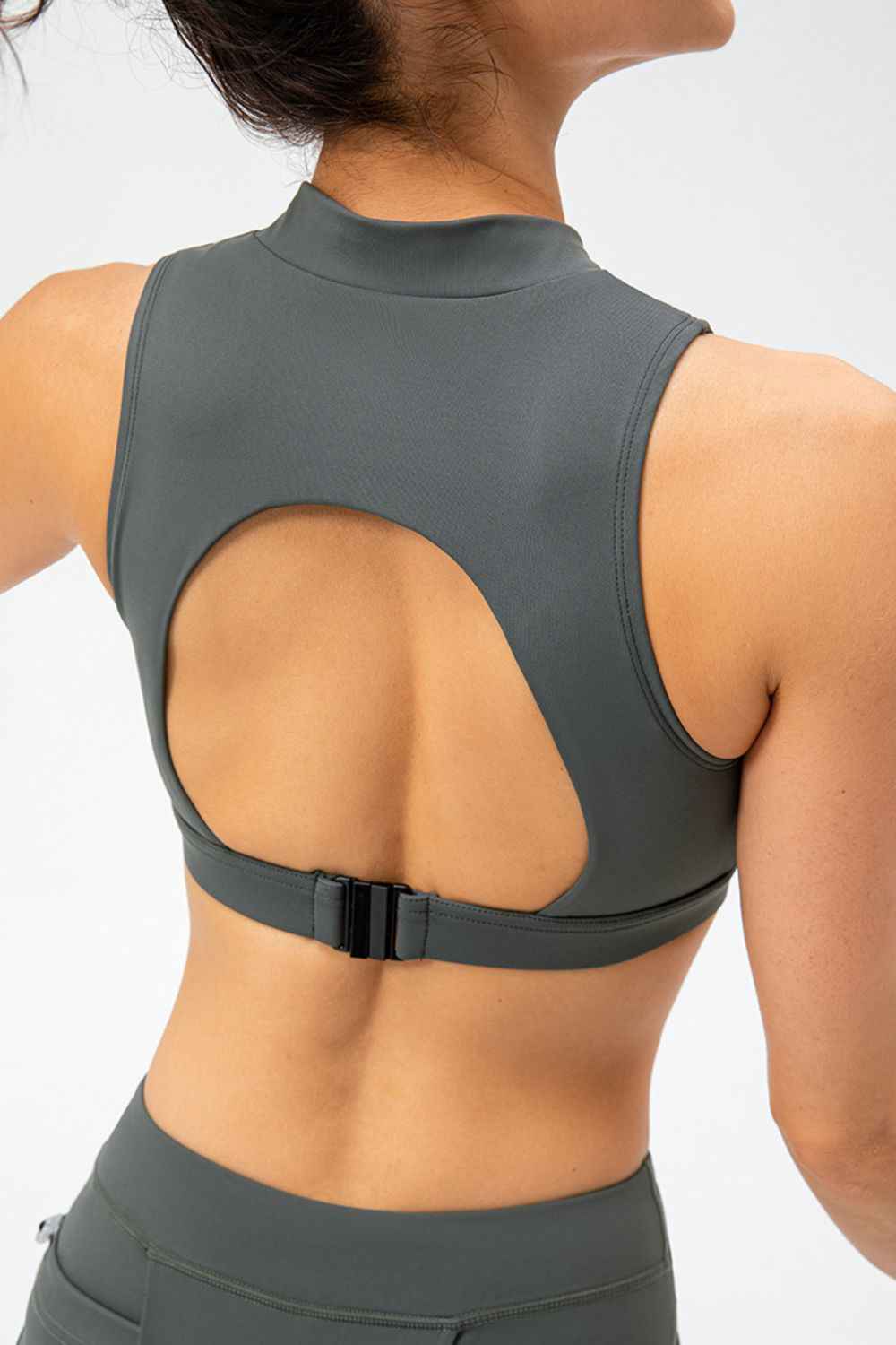 Full Size Cropped Cutout Back Zipper Front Active Tank Top - Free Shipping - aurelia-clothing-8955