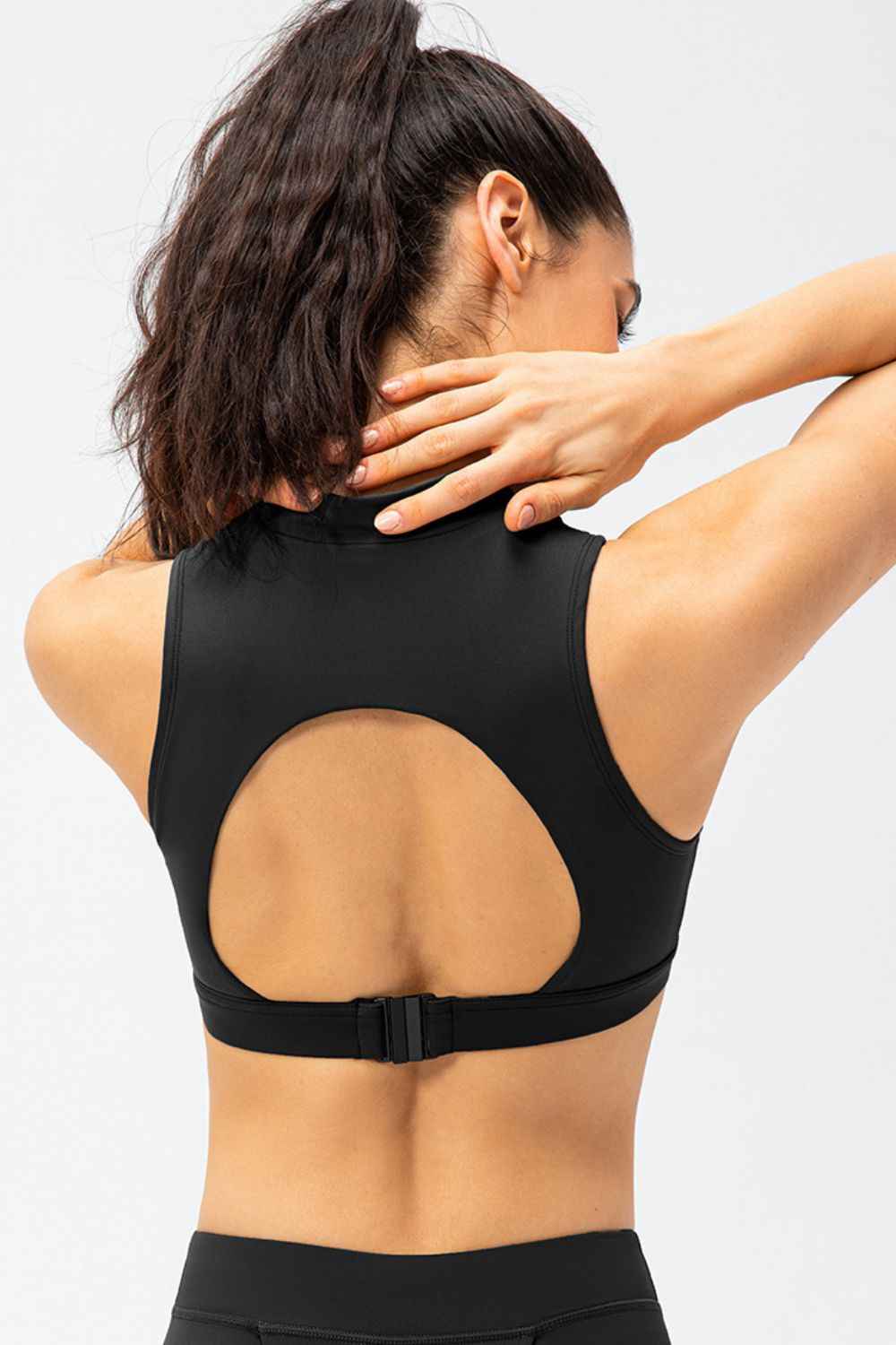 Full Size Cropped Cutout Back Zipper Front Active Tank Top - Free Shipping - aurelia-clothing-8955