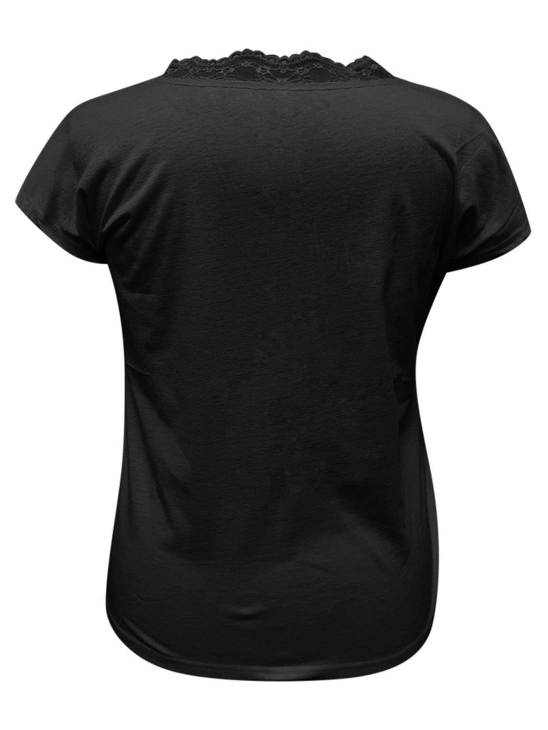 Full Size Lace Detail V-Neck Short Sleeve Blouse - aurelia-clothing-8955