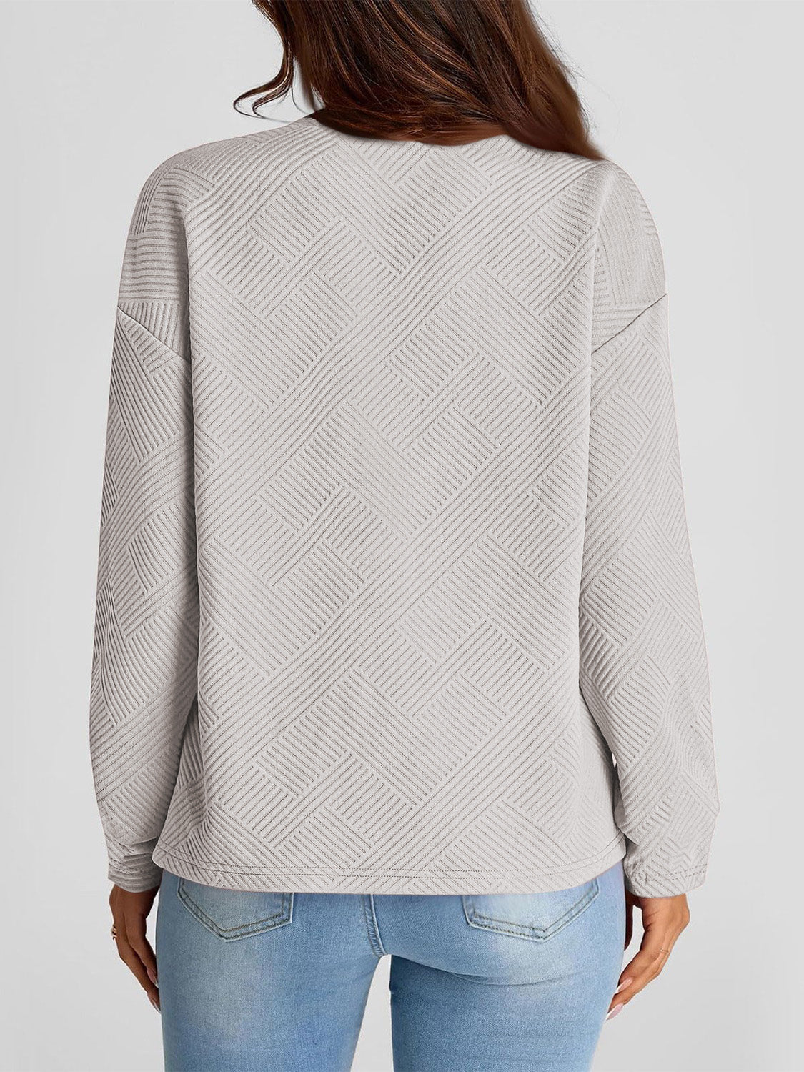 Full Size Texture Round Neck Long Sleeve Sweatshirt - aurelia-clothing-8955