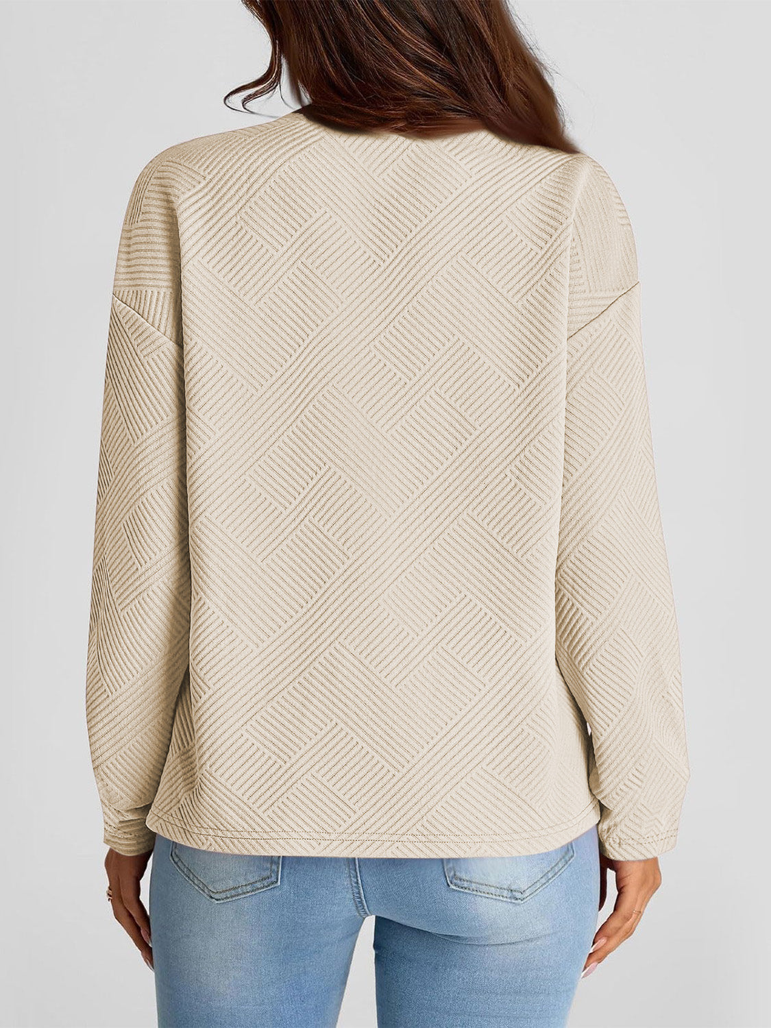 Full Size Texture Round Neck Long Sleeve Sweatshirt - aurelia-clothing-8955