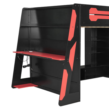 Full Size Wood Loft Bed with Desk-Free Shipping - aurelia-clothing-8955